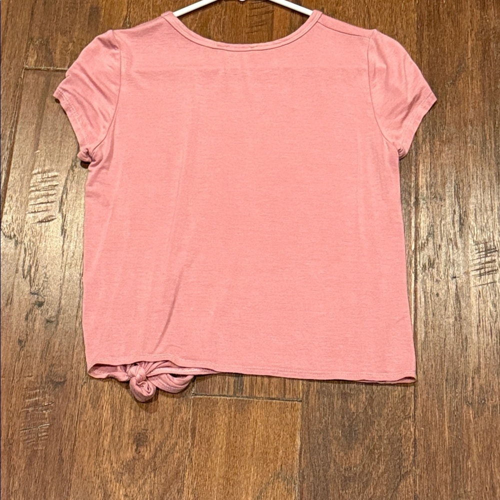 Medium Olivia Rae Pink Side-Tie Short Sleeve Top - Picture 6 of 8